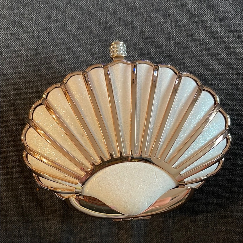 Elegant Shell Clutch with Gold Accents